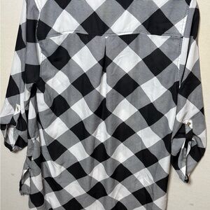 Kaari Blue Black and White Checkered Blouse